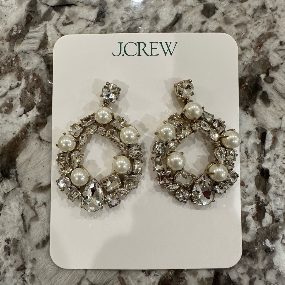 J. Crew Gold and Silver Crystal Drop Earrings